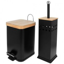 TRASH CAN 3L WITH BAMBOO COVER AND TOILET BRUSH 1137
