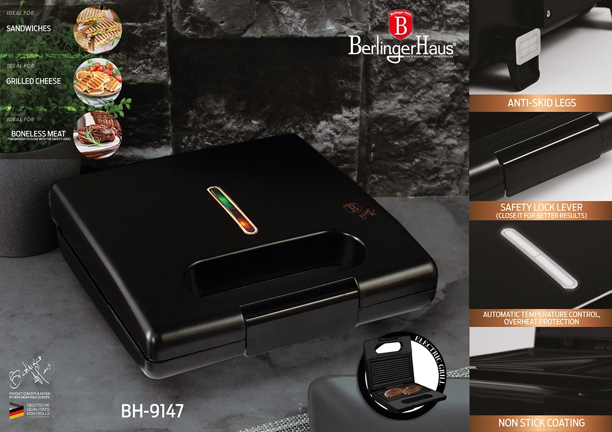 ELECTRIC GRILL TOASTER BERLINGER HAUS BH-9147