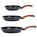 ZESTAW 3 PATELNI GRANITOWYCH BLACK&WOOD 20/24/28 cm