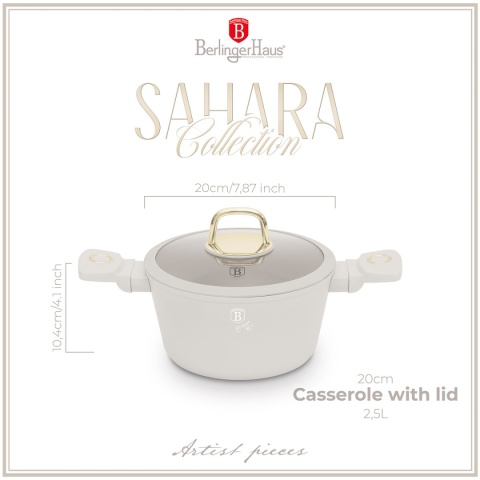 GARNEK TYTANOWY Z POKRYWĄ 20cm BERLINGER HAUS BH-8070 SAHARA
