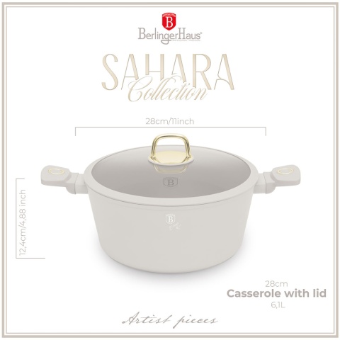 GARNEK TYTANOWY Z POKRYWĄ 28cm BERLINGER HAUS BH-8072 SAHARA