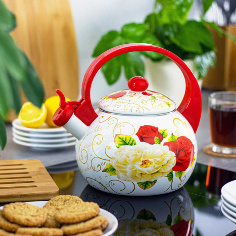 CZAJNIK EMALIOWANY 2L Z GWIZDKIEM KINGHOFF KH-1910