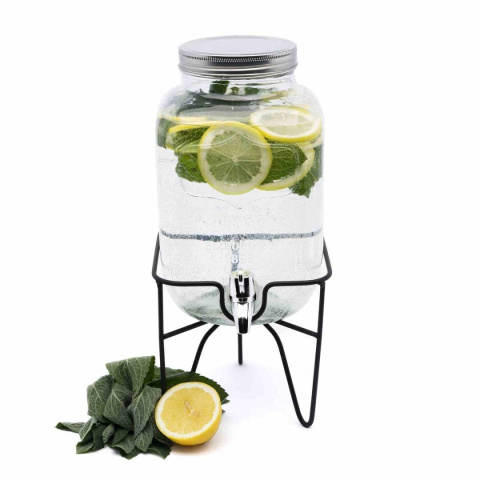SŁÓJ SZKLANY 4l DO NAPOJÓW Z KRANIKIEM I STOJAKIEM GRIFFO