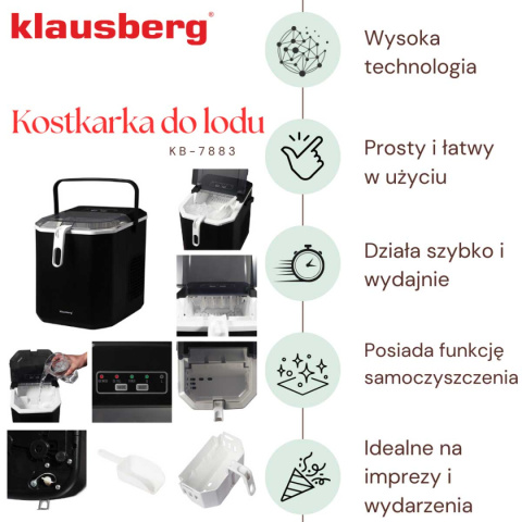 AUTOMATYCZNA KOSTKARKA DO LODU 1,2L 100W KLAUSBERG KB-7883