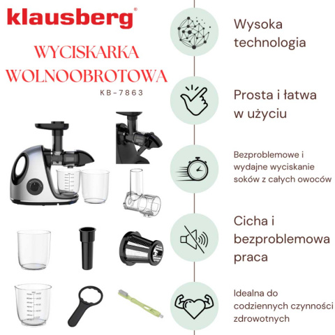 SOKOWIRÓWKA WYCISKARKA WOLNOOBROTOWA KLAUSBERG KB-7863
