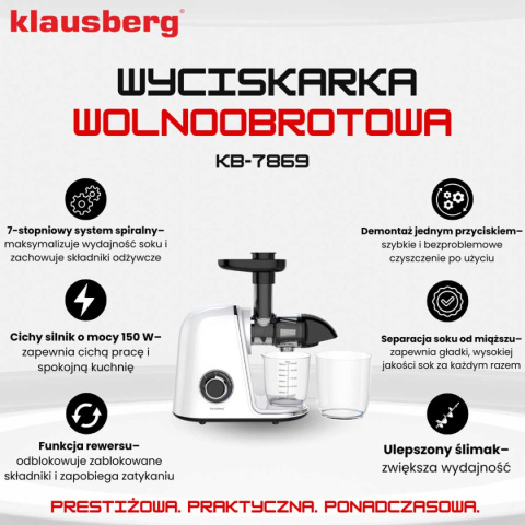 SOKOWIRÓWKA WYCISKARKA WOLNOOBROTOWA KLAUSBERG KB-7869