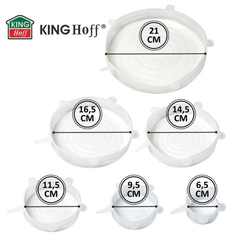 ZESTAW 6 szt. UNIWERSALNYCH POKRYWEK SILIKONOWYCH KINGHOFF KH-1902
