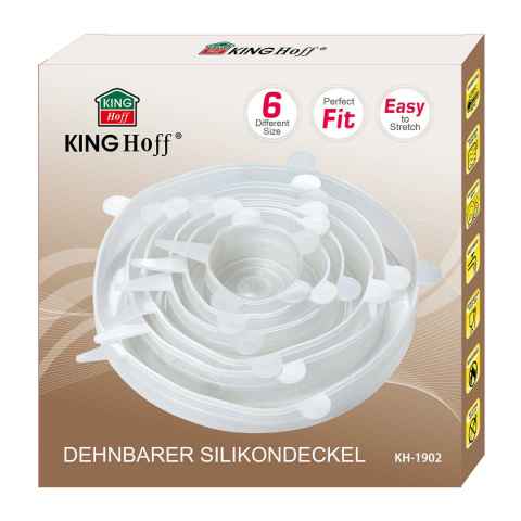 ZESTAW 6 szt. UNIWERSALNYCH POKRYWEK SILIKONOWYCH KINGHOFF KH-1902