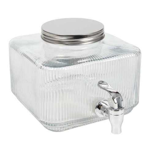 SŁÓJ SZKLANY 3l DO NAPOJÓW Z KRANIKIEM PŁASKI DO LODÓWKI