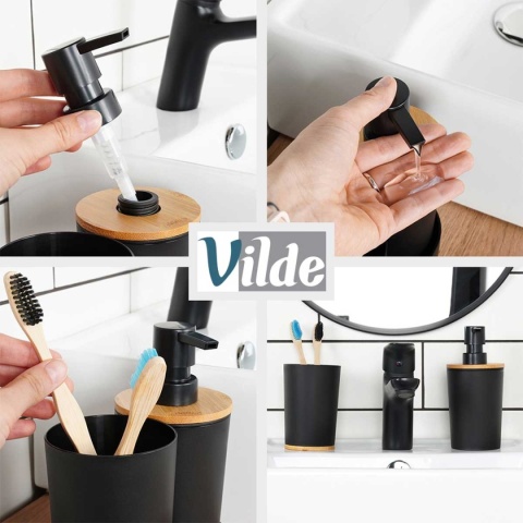 ZESTAW ŁAZIENKOWY DOZOWNIK MYDŁA I KUBEK 567019 czarny