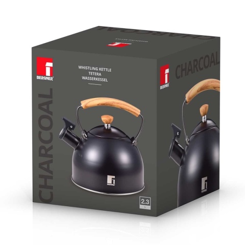 CZAJNIK STALOWY Z GWIZDKIEM 2,3L BERGNER BG-37312 CHARCOAL
