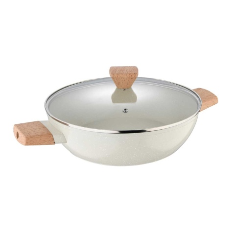 GARNEK MARMURKOWY PŁASKI 28cm Z POKRYWĄ BERGNER BG-34747 NATURALLY