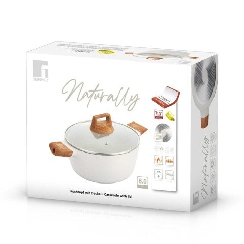 GARNEK MARMURKOWY 28cm Z POKRYWĄ BERGNER BG-30643 NATURALLY