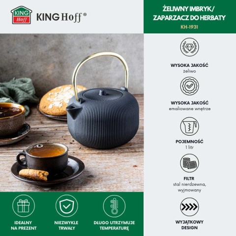 ZAPARZACZ ŻELIWNY IMBRYK 1L Z FILTREM KINGHOFF KH-1931