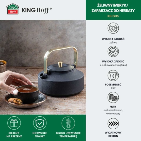 ZAPARZACZ ŻELIWNY IMBRYK 1L Z FILTREM KINGHOFF KH-1933