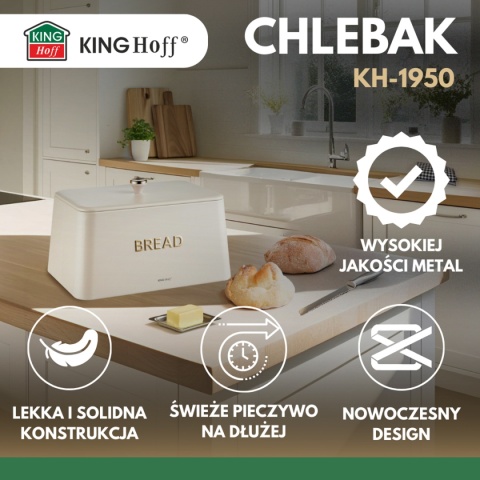 ELEGANCKI CHLEBAK STALOWY KINGHOFF KH-1950 KREMOWY