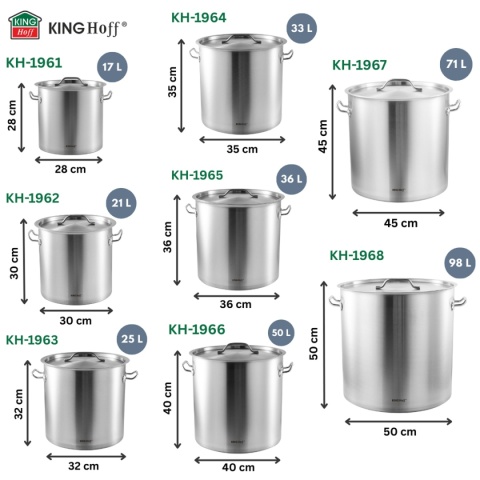 GARNEK GASTRONOMICZNY Z POKRYWĄ STALOWĄ 33L KINGHOFF KH-1964