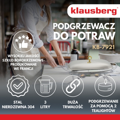 PODGRZEWACZ ŻAROODPORNY STOŁOWY 3L KLAUSBERG KB-7921