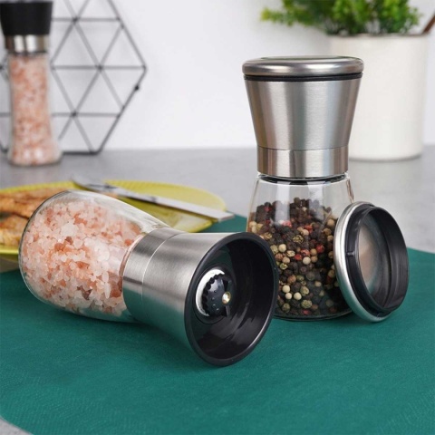 ZESTAW RĘCZNYCH MŁYNKÓW DO PIEPRZU I SOLI SZKLANYCH 259608