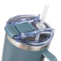 STALOWY KUBEK TERMICZNY TERMOS 1200ml Z RĄCZKĄ I SŁOMKĄ BANQUET TWAIN SZARY