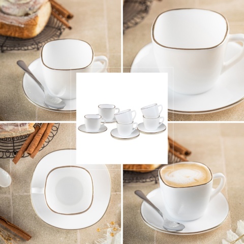 ZESTAW KAWOWOWY 6 FILIŻANEK ZE SPODECZKAMI KINGHOFF OPAL KH-1930