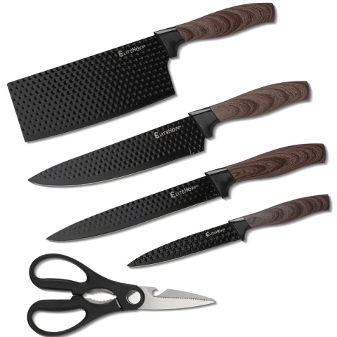 ZESTAW NOŻY KUCHENNYCH Z TASAKIEM W STOJAKU E-6309