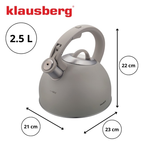 CZAJNIK STALOWY Z GWIZDKIEM 2,5L KLAUSBERG KB-7912