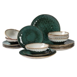 KOMPLET OBIADOWY OMBRES DLA 6 OSÓB 18 ELEM. GREEN GREY