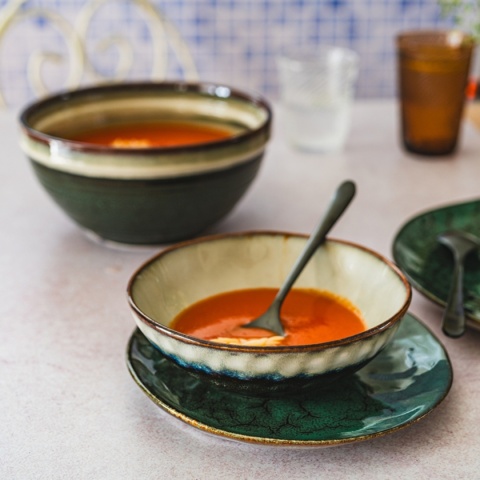 KOMPLET OBIADOWY OMBRES DLA 6 OSÓB 18 ELEM. GREEN GREY