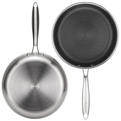 PATELNIA STALOWA 26cm Z POWŁOKĄ PLASTER MIODU E-7548