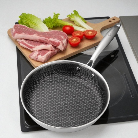 PATELNIA STALOWA 30cm Z POWŁOKĄ PLASTER MIODU E-7550