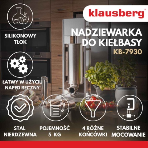 PROFESJONALNA NADZIEWARKA DO KIEŁBASY 5kg KLAUSBERG KB-7930