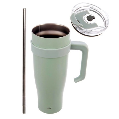 STALOWY KUBEK TERMICZNY TERMOS 1200ml Z RĄCZKĄ I SŁOMKĄ ORION 112282 MIĘTOWY