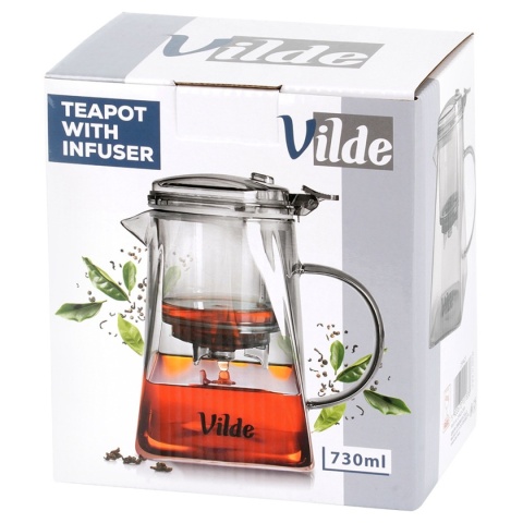 DZBANEK SZKLANY 730ml Z ZAPARZACZEM SPUSTOWYM DO HERBATY ZIÓŁ 259423