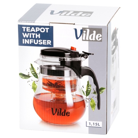 DZBANEK SZKLANY 1150ml Z ZAPARZACZEM SPUSTOWYM DO HERBATY ZIÓŁ 259417