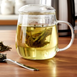 KUBEK SZKLANY 400ml Z ZAPARZACZEM I POKRYWĄ 139816