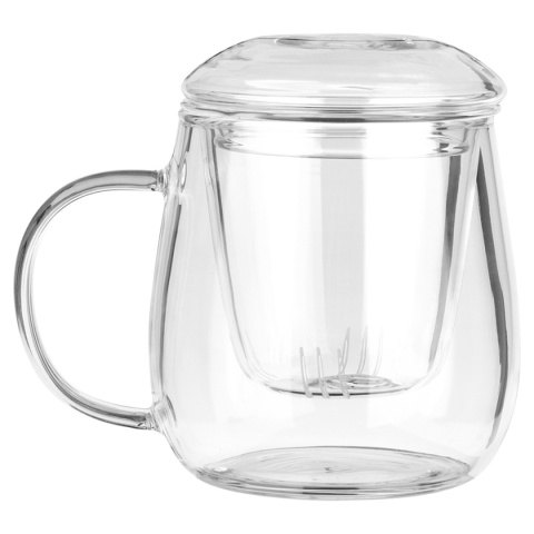 KUBEK SZKLANY 400ml Z ZAPARZACZEM I POKRYWĄ 139816