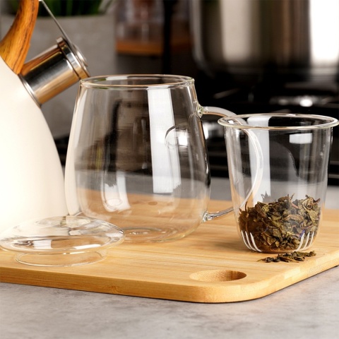 KUBEK SZKLANY 530ml Z ZAPARZACZEM I POKRYWĄ 139817