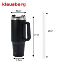 STALOWY KUBEK TERMICZNY TERMOS 1100ml Z RĄCZKĄ I SŁOMKĄ KLAUSBERG KB-7942