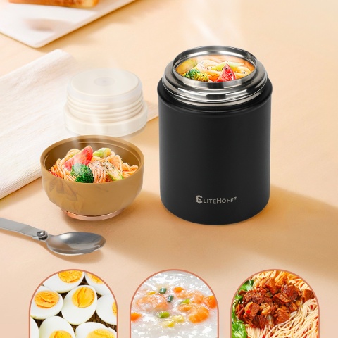 TERMOS OBIADOWY 500ml Z MISKĄ I SKŁADANĄ ŁYŻKĄ E-8249