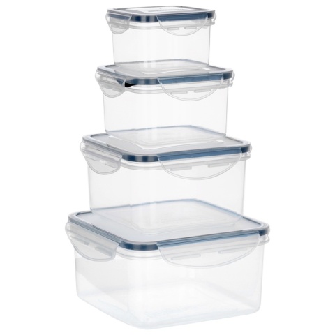 ZESTAW 4 POJEMNIKÓW NA ŻYWNOŚĆ Z POKRYWAMI I USZCZELKAMI 229243