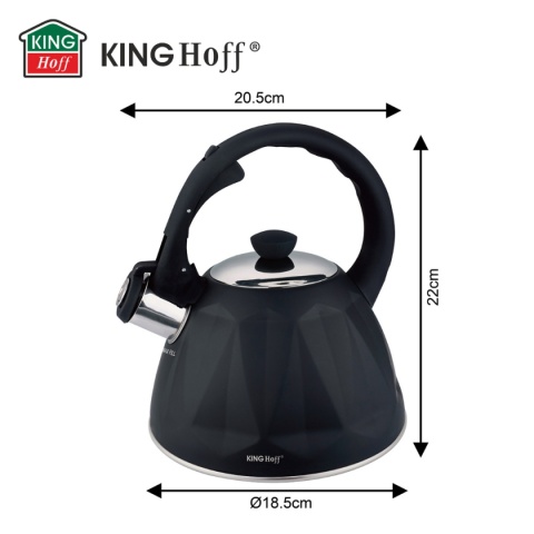 CZAJNIK 2L Z GWIZDKIEM KINGHOFF KH-1997 CZARNY MAT