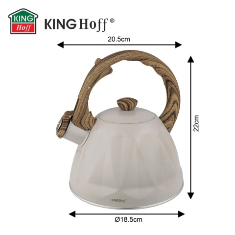 CZAJNIK 2L Z GWIZDKIEM KINGHOFF KH-1998 BEŻOWY MAT