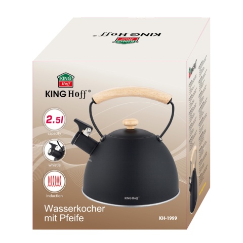 CZAJNIK 2,5L Z GWIZDKIEM KINGHOFF KH-1999 CZARNY MAT