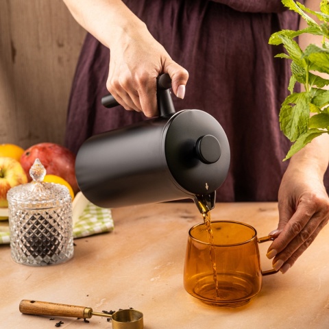 STALOWY ZAPARZACZ TŁOKOWY DO KAWY HERBATY 1L KINGHOFF KH-1996