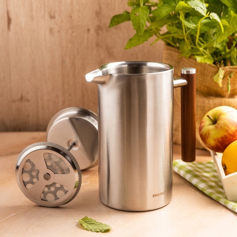 STALOWY ZAPARZACZ TŁOKOWY DO KAWY HERBATY 1L KINGHOFF KH-1995