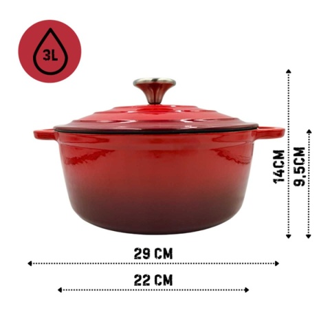 EMALIOWANY GARNEK ŻELIWNY 22cm 3L HAGE CZERWONY