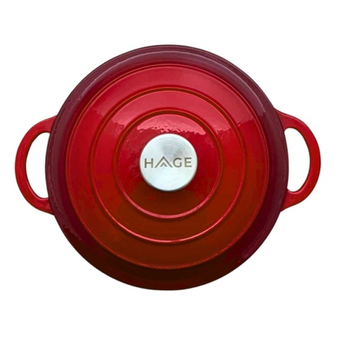 EMALIOWANY GARNEK ŻELIWNY 24cm 4L HAGE CZERWONY