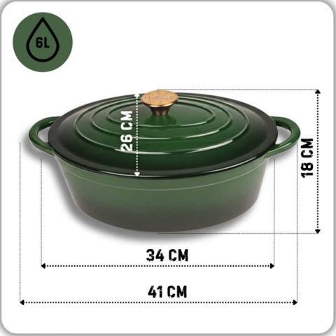 EMALIOWANA BRYTFANNA ŻELIWNA GĘSIARKA 6L HAGE ZIELONA