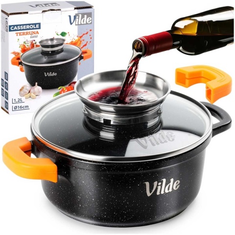 GARNEK GRANITOWY 1,2L 16cm Z POKRYWĄ Z AROMATYZEREM TERRUNA 199103